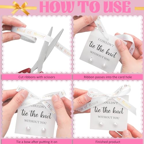 Highergo 8 Sets Bridesmaid Pearl Earrings Bridesmaid Proposal Gifts I Couldn't Tie the Knot Without You Jewelry Gifts Pearl Earrings for Wedding4