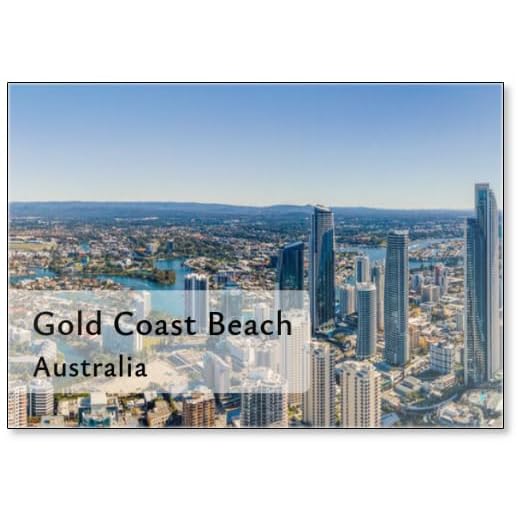 Aimant de réfrigérateur vue aérienne panoramique de la plage emblématique de la côte dorée au paradis des surfeurs sur la côte dorée du Queensland, Australie sur une journée ensoleillée