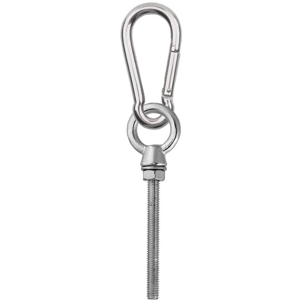 Abimars 2 Pack Stainless Steel Eyebolts with Nuts Screw Eye Bolts Made and Stainless Steel Spring Snap Hook Carabiner