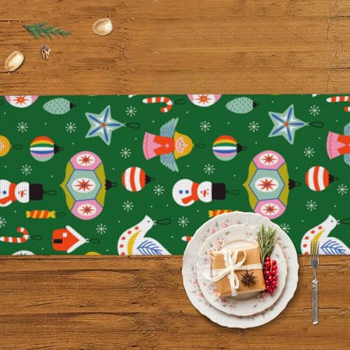 Chemin de table décoration de Noël lavable et isolant pour salle à manger