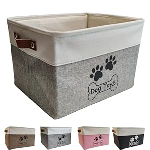 Dog Toy Basket Collapsible Dog Toy Box with Handles Foldable Dog Toy Bin for Pet Toys,Accessories