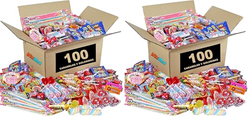 WikiMark - 100 Chuches Relleno de Piñata Sin Alérgenos, Golosinas y Caramelos - Para Relleno Bolsas de Cumpleaños, Fiestas, Navidad, Halloween. Sin Gluten y Sin Leche. (Paquete de 2)