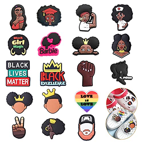 Black Girl Women Magic Shoe Charms / Makeup Shoe Charms / Halloween Shoe Charms/ Christmas Shoe Charms , fits for Shoe Decoration Wristband Bracelet for Kids Girls Women Halloween Birthday Party Gift