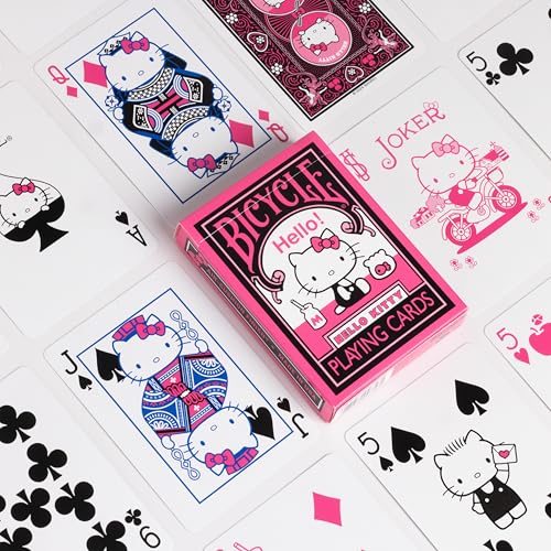 Image of Bicycle Hello Kitty Playing Cards Bundle, Sanrio Black & Pink Hello Kitty and Kuromi Collectible Deck of Cards