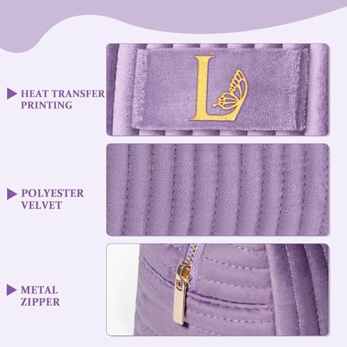 Image of COSHAYSOO Purple Bridesmaid Proposal Gifts Personalized Bridesmaids Initial Makeup Bag, Funny Trendy Bachelorette Party Favor Gift Bridal Shower Bride to be Maid of Honor Basket Box Stuffer Letter L