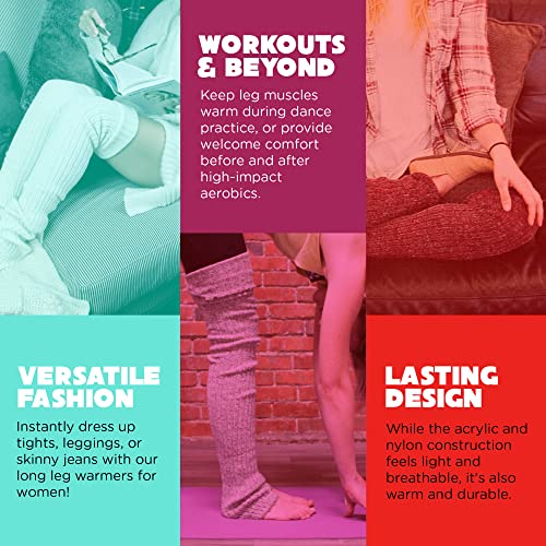 Foot Traffic Women's Cable-Knit Leg Warmers (Violet, Super Long)3