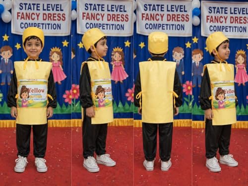Image of BookMyCostume Yellow Butter Food Kids Fancy Dress Costume 5-6 years