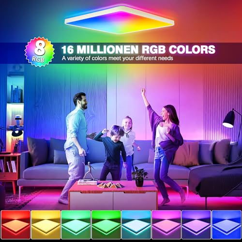 Plafonnier LED Dimmable 24W RGB avec télécommande et contrôle par application connectée - 2