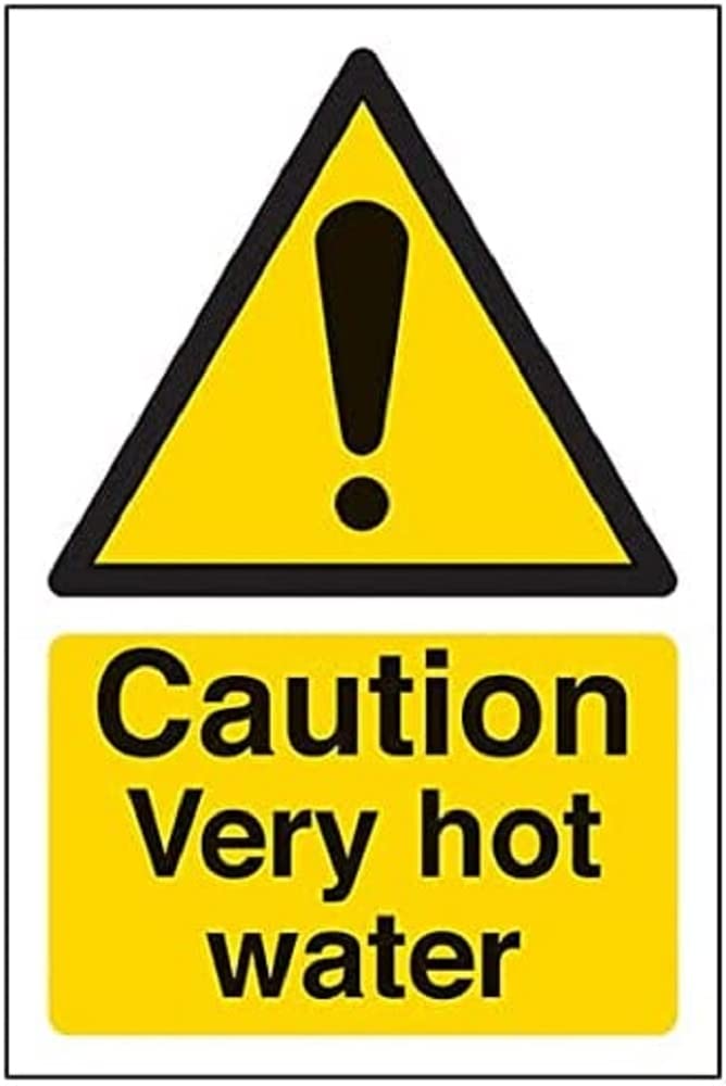 V Safety Warning Temperature- Caution Very Hot Water - 100 X 150mm