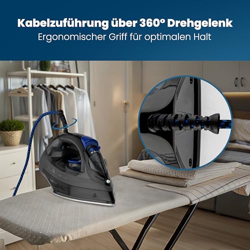 Clatronic® Dampfbügeleisen mit Edelstahlspezialsohle | 1800W | Bügeleisen mit Dampf | 150ml Tank | schnelle Aufheizzeit | Steam Iron mit Tropfstopp und Anti-Kalk | Bügeleisen Dampf | DB 3703 – Bild 5
