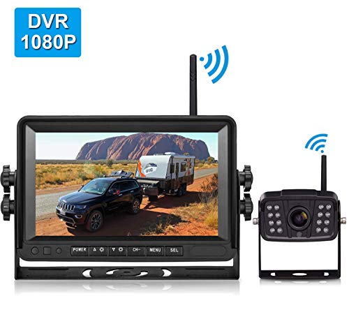 FHD 1080P Digital Wireless Backup Camera and 7'' DVR Monitor Support Dual/Quad Split