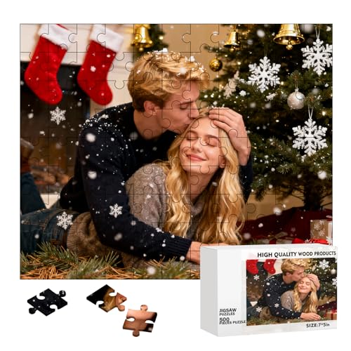 Custom Puzzles from Photos, 500/1000 Piece Wooden Puzzle for Adults, Personalized Jigsaw Puzzles with Picture for Family Pet Lovers Holiday Birthday Wedding Christmas (500 Pieces)