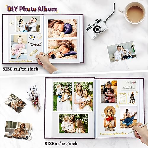 Image of Artfeel Photo Album Self Adhesive Scrapbook,Large Photo Book for 4x6,5x7,8x10 Pictures,DIY Album for Baby Wedding Family Travel Birthday,with Metallic Pen and Scraper