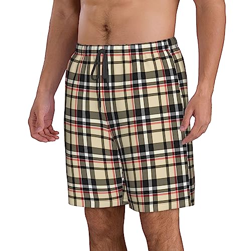 Red Beige Black Buffalo Plaid Men's Swim Trunks Quick Dry Swim Shorts Summer Beach Shorts with Pockets Swimsuit2