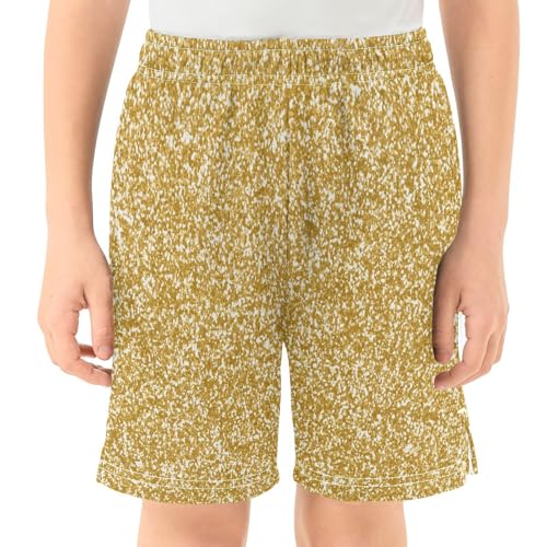 Gold Gliter Sparkle Boys Athletic Shorts Kids Basketball Shorts Gym Short for Summer XL2
