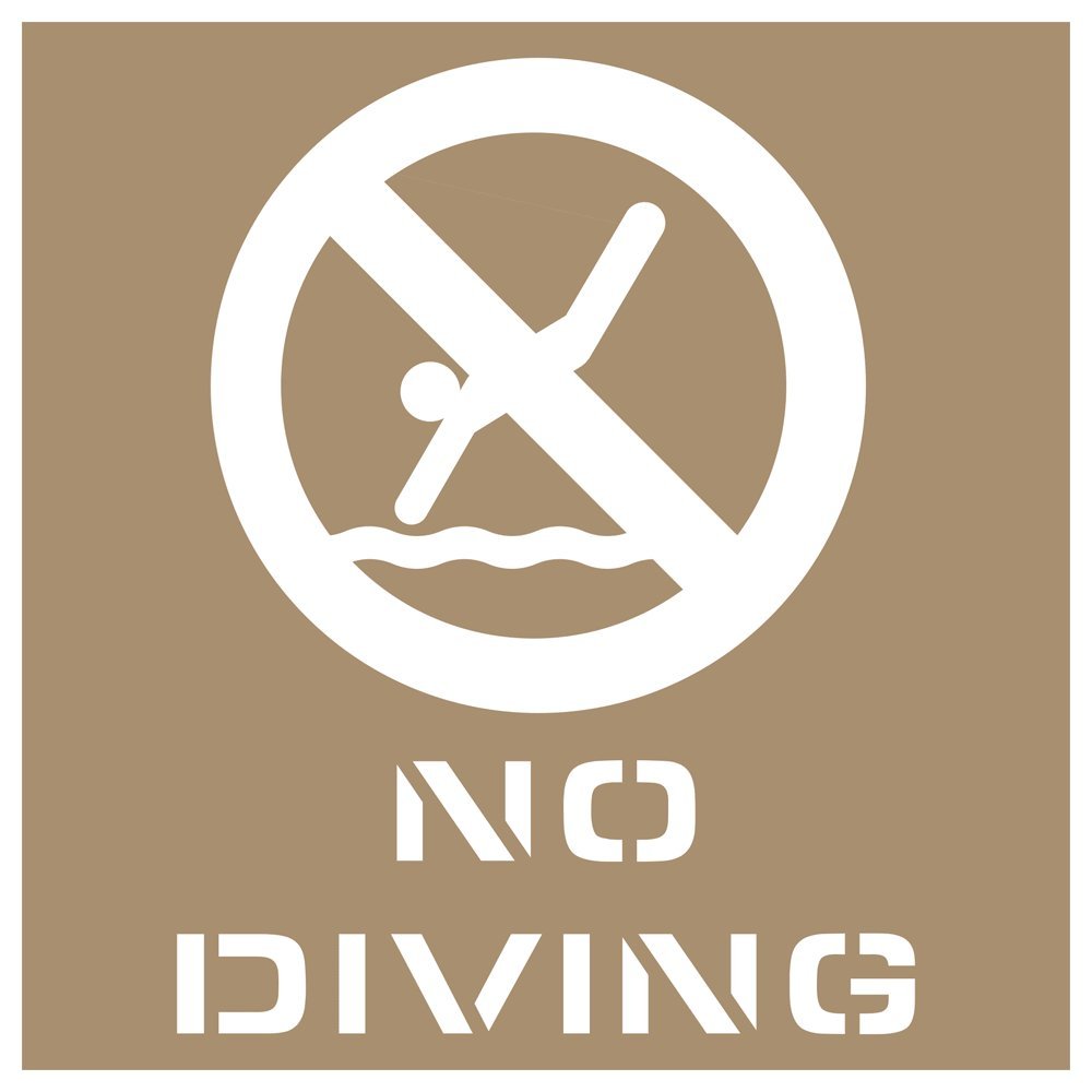 ComplianceSignsComplianceSigns.com No Diving Plastic Stencil with 8-inch Symbol for Recreation and No Swimming / Diving, Made in USA