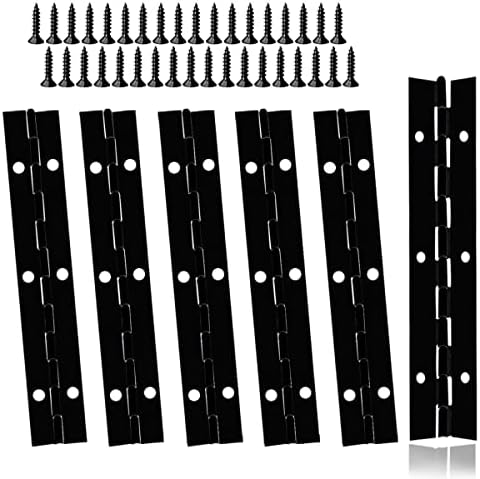 6 PCS Piano Hinge for Cabinet, 6 Inch Black Stainless Steel Continuous Folding Hinges with Mounting Screws, for Doors, Cabinets, Window