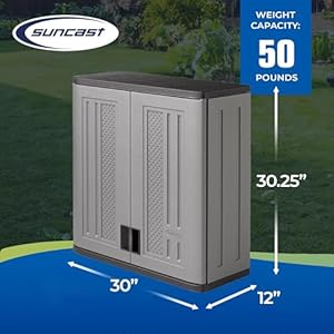 Suncast 4 Cubic Feet Resin Single Shelf Garage Wall Storage Cabinet, Platinum Suncast 4 Cubic Feet Resin Single Shelf Garage Wall Storage Cabinet Platinum