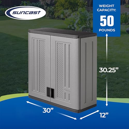 Suncast-4-Cubic-Feet-Resin-Single-Shelf-Garage-Wall-Storage-Cabinet-Platinum Suncast 4 Cubic Feet Resin Single Shelf Garage Wall Storage Cabinet Platinum