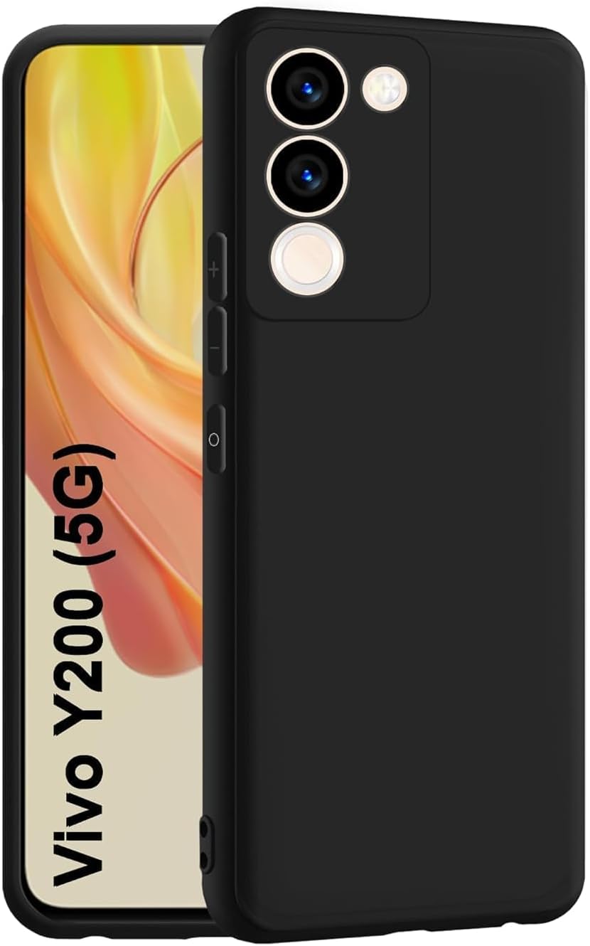 TIGERIFY Matte Finish Soft Rubberised Slim Fit Scratchproof Black Color Back Cover Case for Vivo Y200 5G