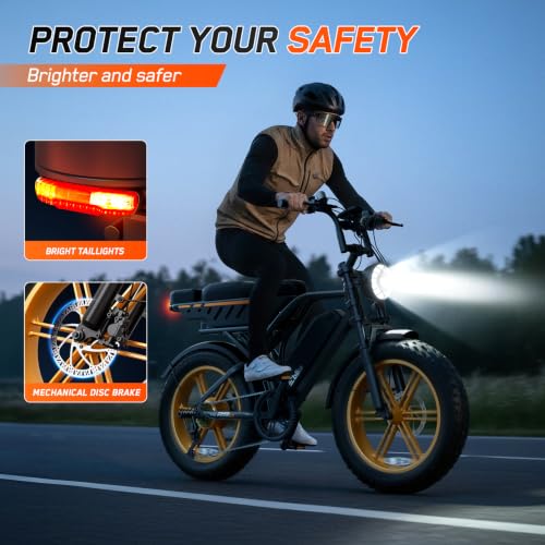Image of Electric Bike for Adults, Peak 1500W Motor Retro E Bike, Range 65 /120Miles, 48V 15Ah Removable Battery, 20 inchx4 inch Fat Tires, Full Suspension, APP Control, Off-Road Ebike for City Commuting