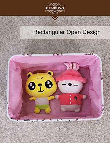 Hunrung Rectangle Storage Basket Cute Canvas Organizer Bin For Pet/Children Toys, Books, Clothes Perfect For Rooms/Playroom/Shelves（Rectangle Bowknot Xl） #TOP4