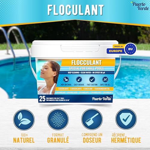 Floculant Naturel 25 Traitements Clarifiant pour Piscines et Spas Éliminateur de Turbidité Format Granulé