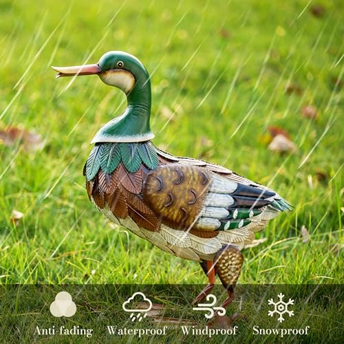 Teresa'S Collections Garden Decor For Outside, Metal Mallard Duck Decorations For Outdoor Decor, 16 Inch Duck Decoys Animal Outdoor Statues For Yard Patio Lawn Pool Porch Backyard thumb #6