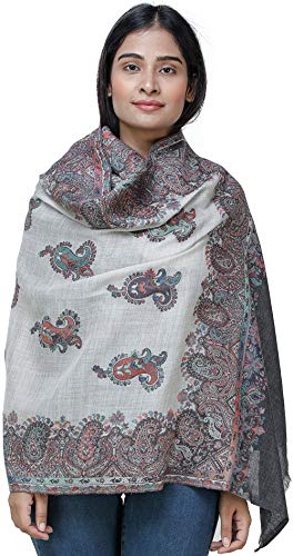 Étole Jamawar d'Amritsar gris argenté tissage traditionnel chic - 2