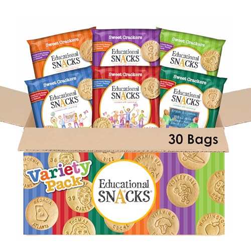 EDUCATIONAL SNACKS – Variety Pack | Nut-Free, All-Natural Educational Snacks for Kids | 6 Different Subjects – 5 Bags Each | 30-Pack for Classrooms, Gifting & Learning on the Go​