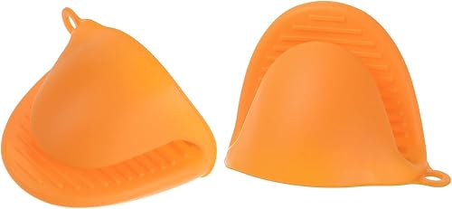 Miniatura 7 de HARFINGTON 2 mini guantes de horno gruesos, resistentes al calor, de silicona, agarres para cocina, hornear, barbacoa, resistentes al calor, gris y