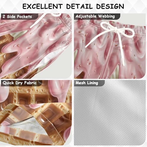 Boccsty Pink Milk White Glaze Ice Cream Boys Swim Trunks Baby Kids Swimwear Summer Toddler Beach Board Shorts 2T3