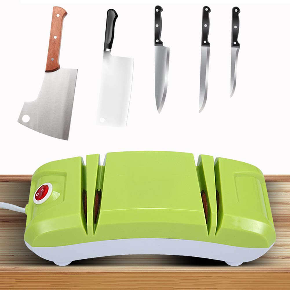 DUYER affilacoltelli Elettrico da Cucina, Affilatrice Multifunzione, Affilatura Rapida, Adatta A Una varietà di Strumenti, Base Antiscivolo, Dissipazione Rapida del Calore Green