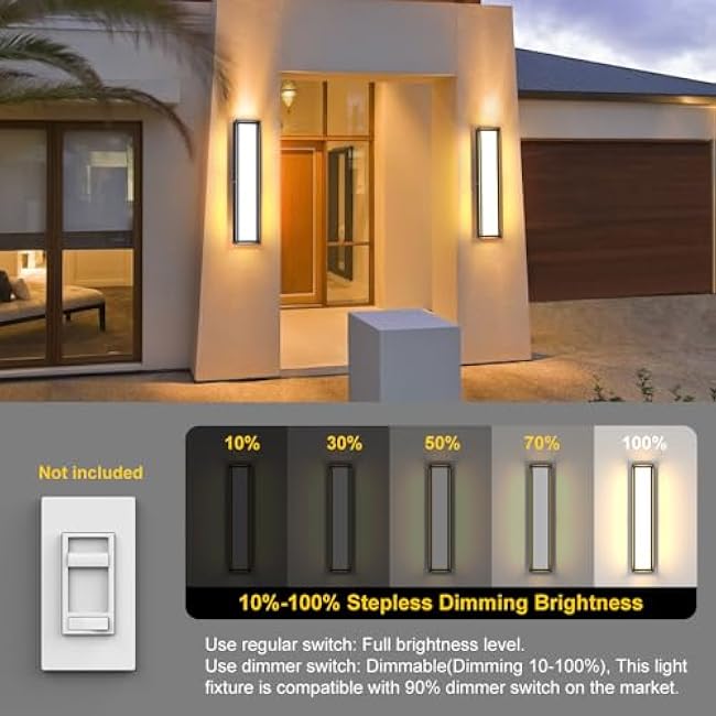 Modern Exterior Wall Light Fixture 23.6in 3000K