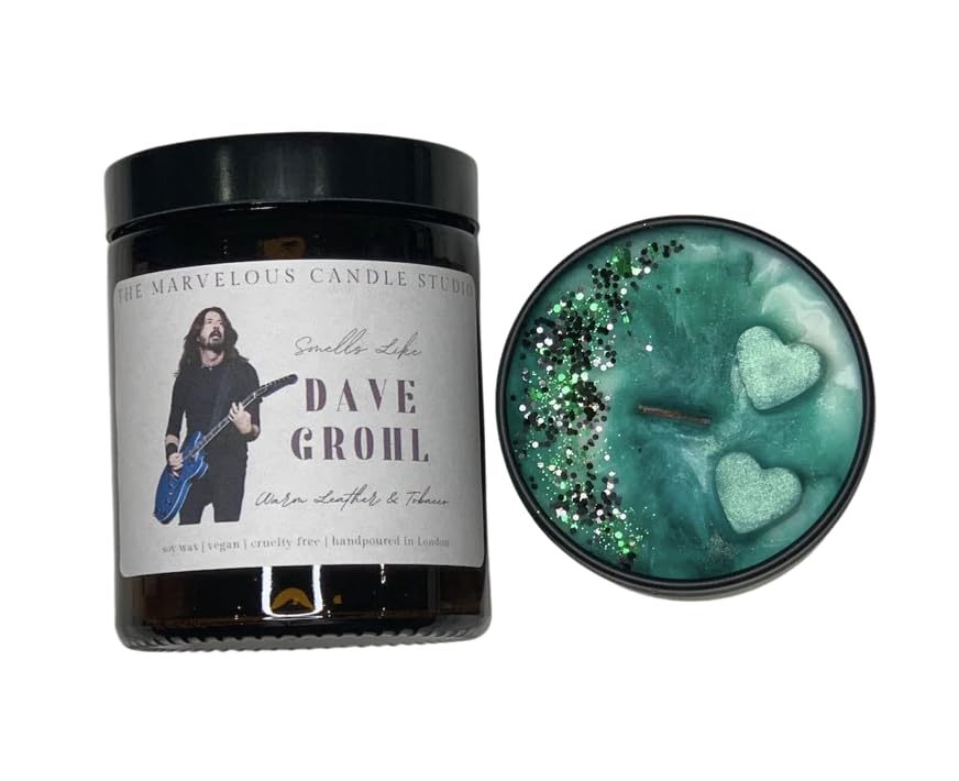 Smells Like Dave Grohl Vegan Candles | Pop Culture Gifts | Celebrity Candles | Birthday Gift Ideas for Her and Him | Funny Novelty Gift (8oz Candle)
