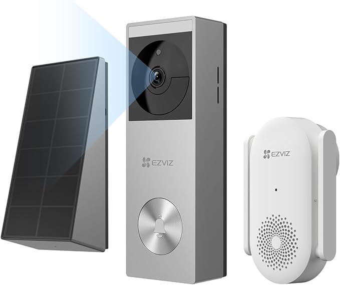 EZVIZ CP3 Pro Timbre de Video Inalámbrico con Chime CH1,2K Video Doorbell Exterior Impermeable,Detección de Personas,Visión Nocturna en Color, Audio Bidireccional,8GB eMMC Incorporado