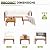 Greesum 5 Piece Outdoor Acacia Sofa Waterproof Cushions and Table, Padded Patio Conversation and Chairs Set for Garden, Backyard, Poolside, Beige