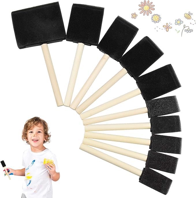 10 pinceles de esponja de 1 2 3 4 pulgadas de ancho para pintura, dibujo, acabado artesanal, colorear