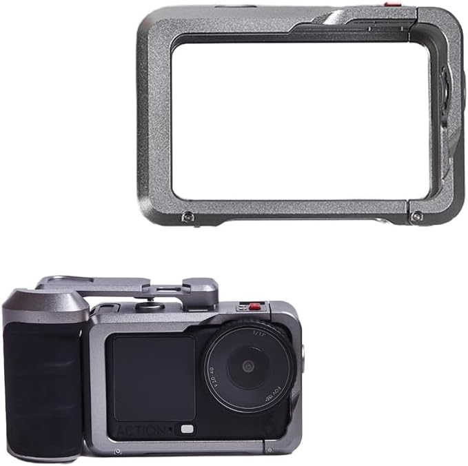 Street Grip Kit Compatible with DJI Action6 – Ergonomic Aluminum Frame with Silicone Handle and Mounting Ports for Vlogging and Content Creation (A6 Metal Camera Cage)