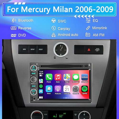 Radio para auto con CD, DVD, CarPlay inalámbrico y cámara 7" miniatura 6