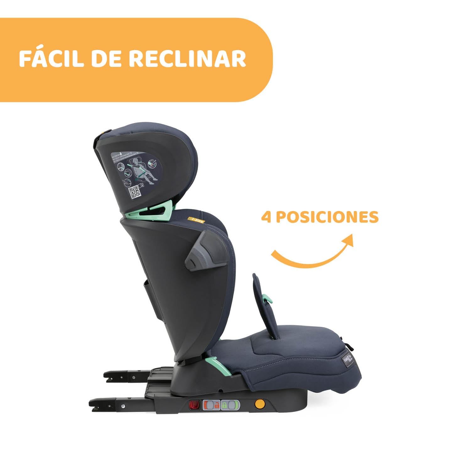 Chicco Fold&Go I-Size Fotelik Dziecięcy 100-150 Cm, Regulowany Fotelik Dla Dzieci W Wieku Ok. 3-12 Lat (Ok. 15-36 Kg), Składany i Przenośny, Z Osłoną Boczną, Regulowana Wysokość i Szerokość, India Ink