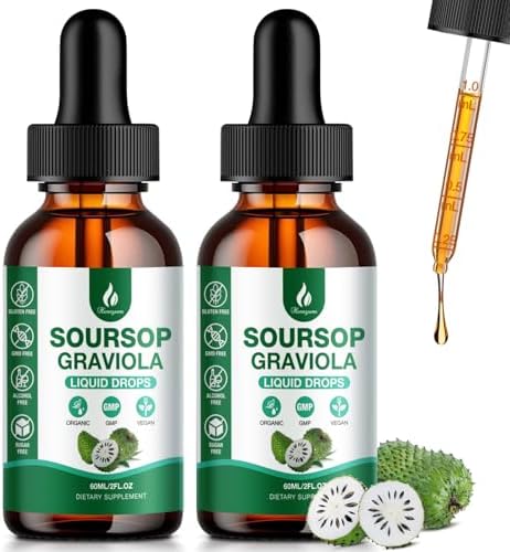 (2 Pack) Soursop Bitters Liquid - 7 in 1 Soursop Graviola Liquid Drop Leaf Extract 4 Fl Oz (120ml) with Organic Sea Moss for Cell Support & Regeneration, Liver Immune Boost Antioxidant