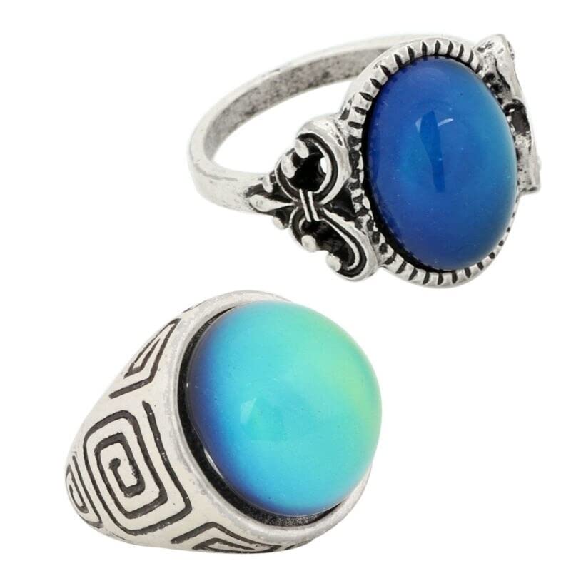 ヴィンテージ風宝石付きリングセット Amazon.co.jp: 2pcsヴィンテージリング指輪のセット色を変える