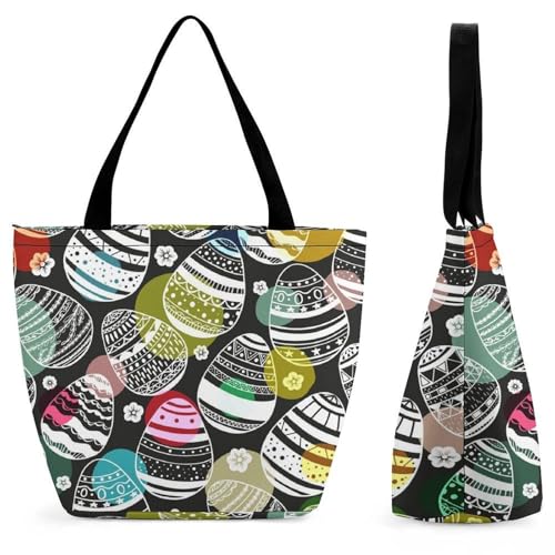 Sac de shopping pour voyage motif œufs de Pâques grand sac à main femme