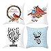 Aeici Juego de 4 fundas de almohada de Navidad, corona de pájaros, ciervos, felices Navidad, 40 x 40 cm, funda de cojín para almohada decorativa, color blanco, azul y negro