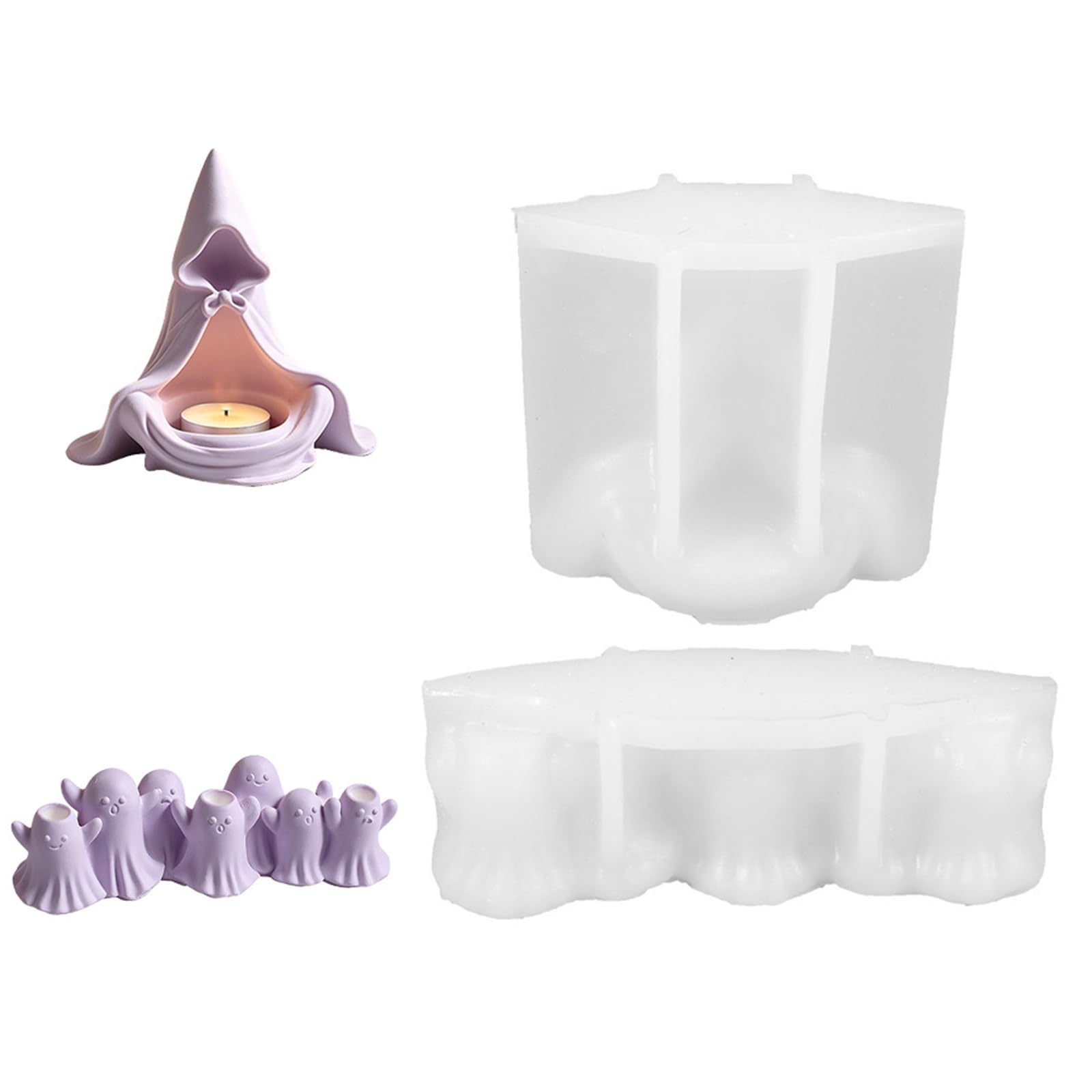 ZEPFJHE 2Pcs Wizard Silicone Mold for Tealight Holder Chocolate Cake Making Halloween Home Decoration Epoxy Resin Rosin Cast