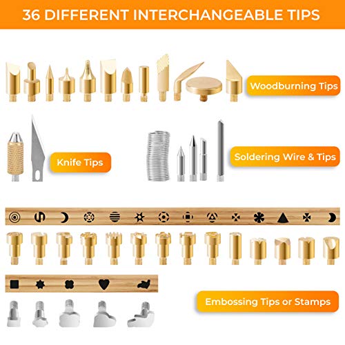Premium Wood Burning Kit 43PCS, Dual Power Mode Wood Burner Pen Tool with 36Tips & Accessories All In A Wood Storage Case - Complete Gift For An Effortlessly Mastering The Art Of Pyrography by Scissor-Tailed - Used condition - Image 5