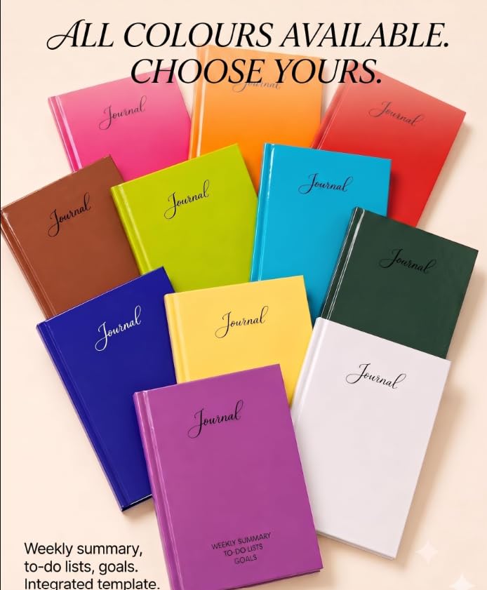 Image of Unruled Premium Hardcover Journal Notebook | Weekly Summary, To-Do Lists & Goal Planner | Undated Productivity Journal | A5 Size, Smooth Writing Pages | 100gsm Thick Paper, 80 Sheets /160 Pages Per Book | Elegant Notebook for Work, Study & Personal Planning (BLUE, Unruled)
