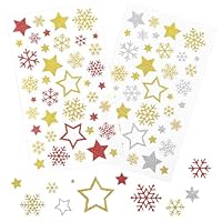 240 Pcs Glitter Snowflake Sticker, Christmas Snowflakes Stickers, Self-Adhesive Star Sticker, Xmas Self Adhesive Snowflake Stickers for Christmas Decor Gift Card Envelopes Cards Crafts Candy Bag