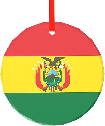 Miniatura 15 de Adorno de cristal con estampado de bandera de Colombia de 3.1 pulgadas, bola de árbol de Navidad, recuerdo navideño para decoración y fiesta de